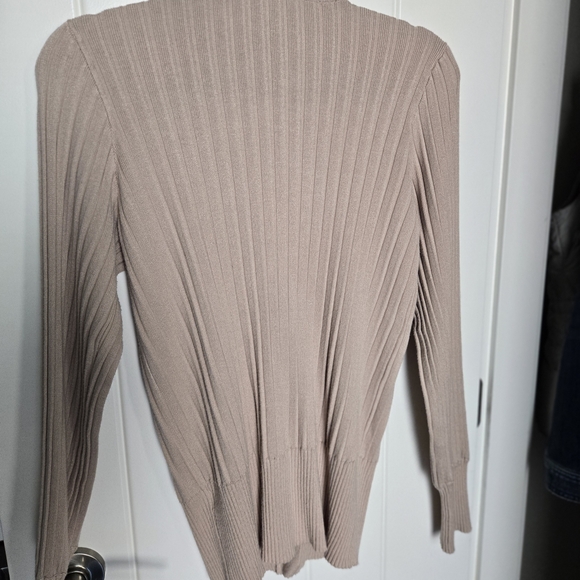Women's Ribbed Cardigan Sweater - Beige Size M - Picture 10 of 10